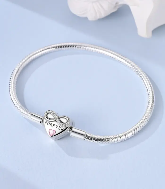Pulsera Original de Plata de Ley 925, pulsera con dijes de 17-20CM, pulsera de circonia pavimentada con corazón de amor para mujer, regalos de joyería DIY 2