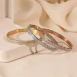 Pulsera de circón para mujer, accesorio de joyería de acero inoxidable a la moda, conjunto de pulsera de lujo 1