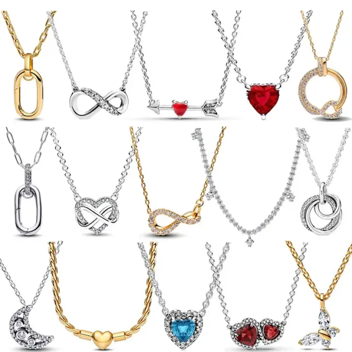 Deslumbrante exquisito encanto joyería de mujer regalo de fiesta de cumpleaños Plata de Ley 925 circón Luna Bowknot collar de corazón Circular 1