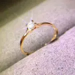 Huitan-anillos de boda minimalistas para mujer, con circonita cúbica de 4MM, accesorio Simple y elegante para dedo femenino, bandas de compromiso, joyería 4