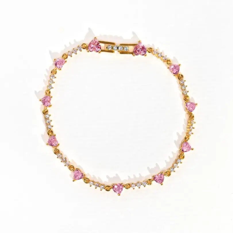 🎀 Pulsera "Pink Bow Dream" – Lazo de Cristal Rosa y Oro 18K 5