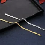 Plata de Ley 925, oro de 18 quilates, pulseras de cadena de 6MM, collar para mujeres y hombres, conjuntos de joyería para fiesta y boda, regalos 3