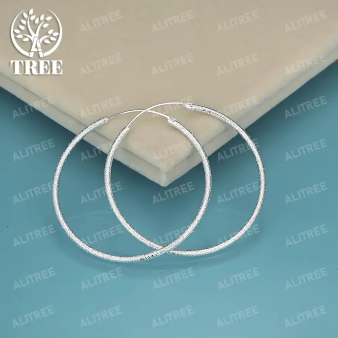 pendientes circulares esmerilados de Plata de Ley 925 de oro de 18K para mujer, joyería de moda para fiesta, boda, banquete, pendientes de aro, regalos 2