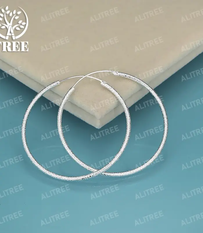 pendientes circulares esmerilados de Plata de Ley 925 de oro de 18K para mujer, joyería de moda para fiesta, boda, banquete, pendientes de aro, regalos 2
