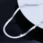 Collar de cadena plana de 4MM de oro de 18K de Plata de Ley 925 para mujer, joyería de buenos de lujo, gargantilla de regalo de boda para clavícula 6