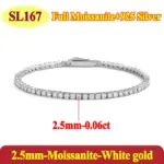 Lujo 2 2,5 3 4 5MM cadena de tenis de moissanita completa pulseras de pareja chapado en oro joyería de plata esterlina 925 regalo certificado GRA 9