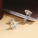 Pendientes de Moissanita de 0.1-5ct para Mujer y Hombre, Redondos, Color D, Diamante, Plata de Ley 925, Chapados en Oro de 18K, con Certificado 2