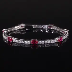 pulsera de tenis de rubí cultivada en laboratorio de BALLET para mujer, brazalete de piedra natal de Plata de Ley 925, pulsera de lujo para fiesta, regalo 1