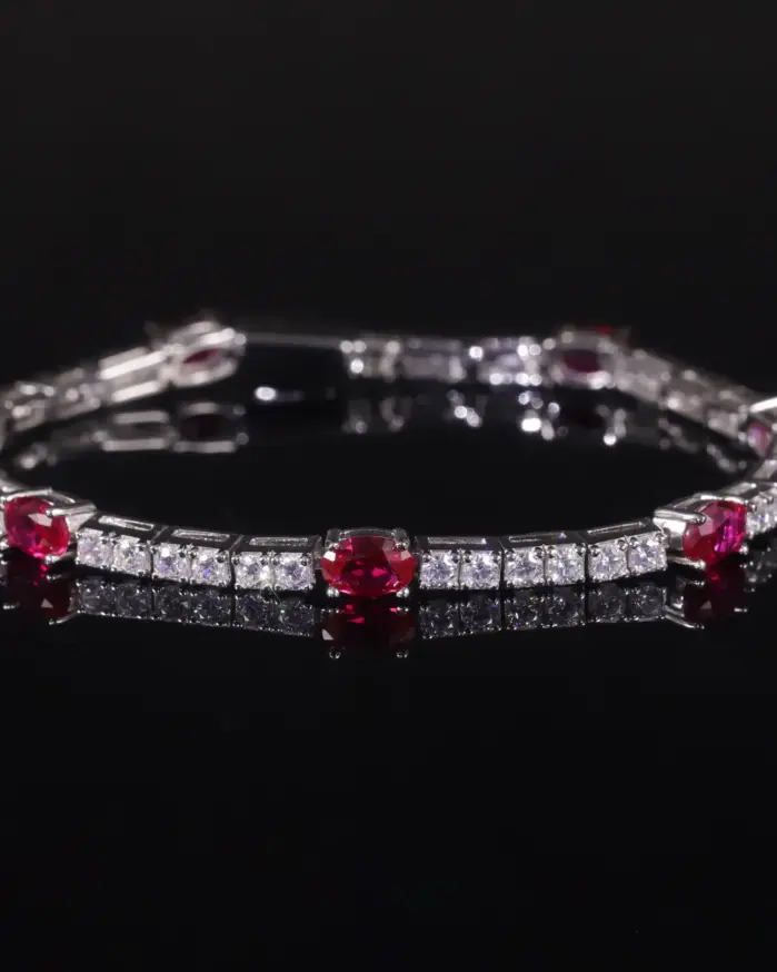 pulsera de tenis de rubí cultivada en laboratorio de BALLET para mujer, brazalete de piedra natal de Plata de Ley 925, pulsera de lujo para fiesta, regalo 1