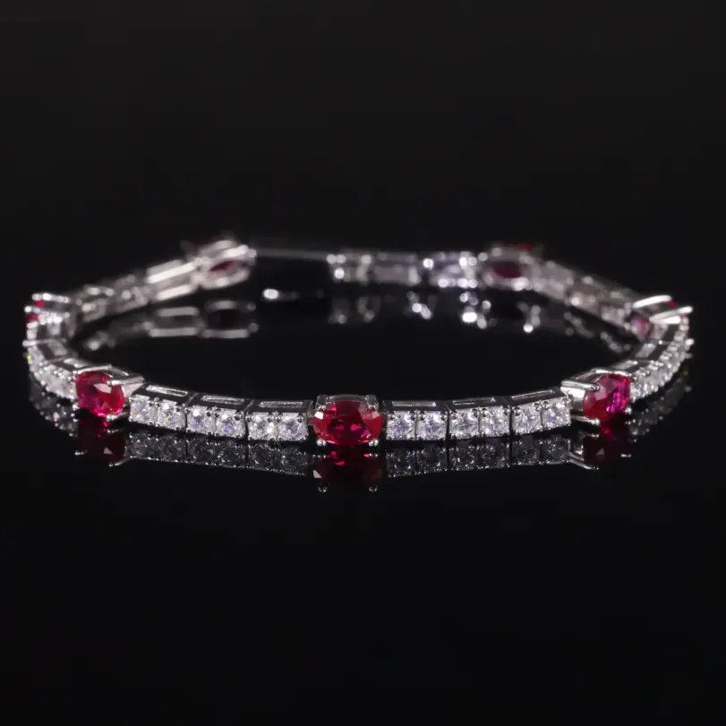 pulsera de tenis de rubí cultivada en laboratorio de BALLET para mujer, brazalete de piedra natal de Plata de Ley 925, pulsera de lujo para fiesta, regalo 1