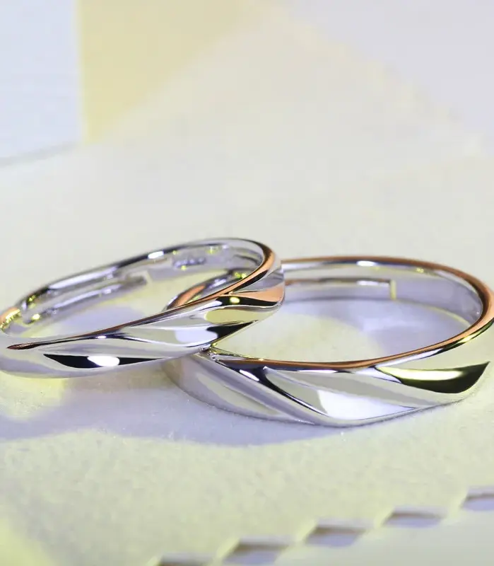 2 Anillos de Plata de Ley 925 con Circonita para Pareja, para Mujer y Hombre, Exquisitos, para Estudiantes, Novias, Accesorios de Joyería de Plata para Boda 1