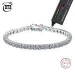 Pulsera de tenis de piedra de moissanita de plata de ley 925, 3- 4mm de ancho, joyería de boda personalizada, venta al por mayor 1