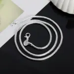 40-75 cm Plata de Ley 925 1 MM/2 MM/3 MM collar de cadena de serpiente sólida para hombres mujeres joyería de moda para colgante envío gratis 5