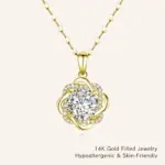 Colgante de flor de moissanita de Color D de 3 quilates de lujo, collar relleno de oro de 1/20 de 14K con certificado, regalo de joyería de cumpleaños y Navidad para mujer 1 Colgante de flor de moissanita de Color D de 3 quilates de lujo, collar relleno de oro de 1/20 de 14K con certificado, regalo de joyería de cumpleaños y Navidad para mujer 1