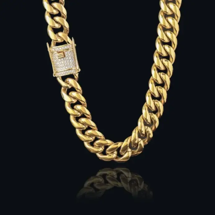 💎 Cadena "Cuban Titan" – Acero 316L y Oro 18K (14mm) Premium 1