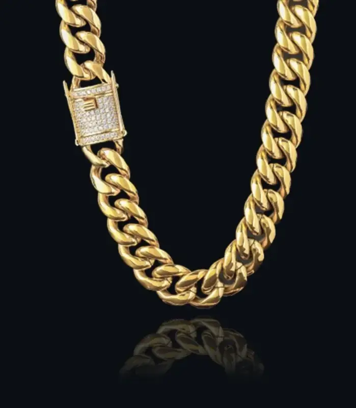 💎 Cadena "Cuban Titan" – Acero 316L y Oro 18K (14mm) Premium 1
