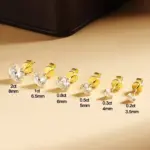 Pendientes de Moissanita de 0.1-5ct para Mujer y Hombre, Redondos, Color D, Diamante, Plata de Ley 925, Chapados en Oro de 18K, con Certificado 3