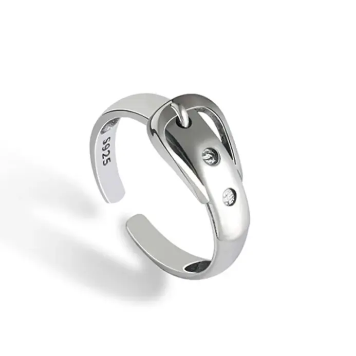 Cinturón de plata de ley 925 ​ Anillos ajustables joyería de compromiso de boda para mujer accesorios 1