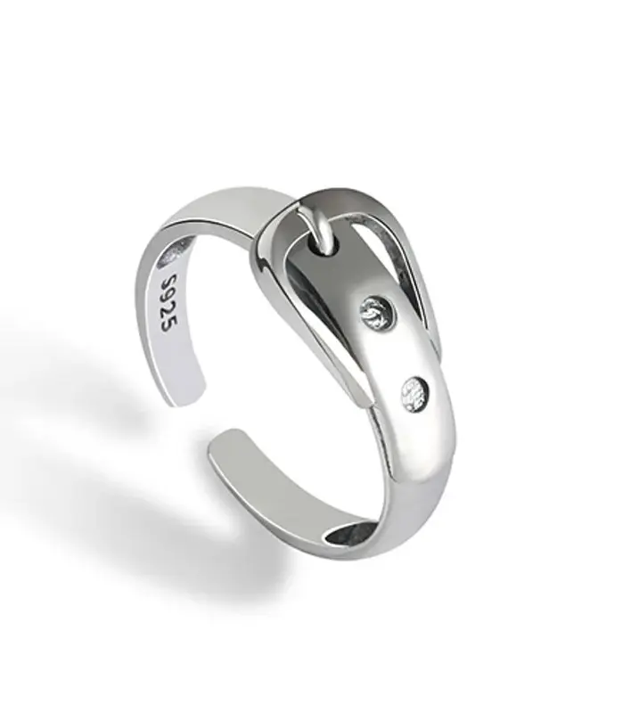 Cinturón de plata de ley 925 Anillos ajustables joyería de compromiso de boda para mujer accesorios 1