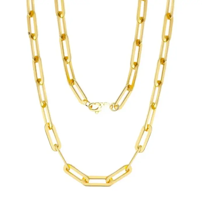 📎 Collar "Andara Pure Gold" – Plata .925 y Oro 14K Estilo Paperclip 2