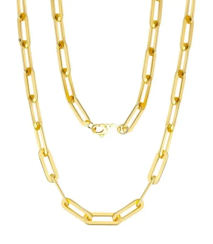 📎 Collar "Andara Pure Gold" – Plata .925 y Oro 14K Estilo Paperclip 2
