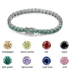 KNOBSPIN D VVS, pulseras de tenis originales de moissanita verde para mujeres y hombres, diamantes de laboratorio con joyería de boda GRA, pulsera de plata 925 6