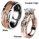 Anillo de lujo con patrón de tallado hueco de Metal para mujer, Color oro rosa, piedras de circonita, anillo de pareja, joyería de boda de compromiso nupcial, 1 pieza 1