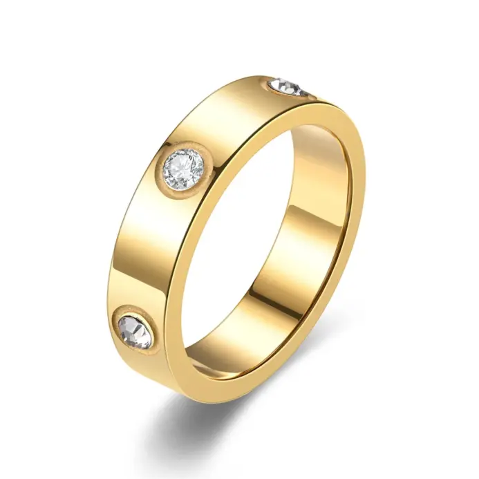 Anillo de diamante clásico de acero inoxidable unisex, accesorio de moda para hombres y mujeres, joyería de regalo, tamaño 5-11 1