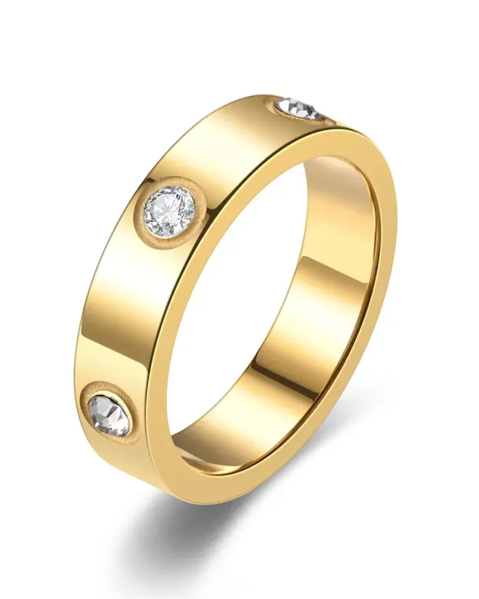 Anillo de diamante clásico de acero inoxidable unisex, accesorio de moda para hombres y mujeres, joyería de regalo, tamaño 5-11 1
