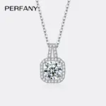 PERFANY-collar de moissanita 1-2CT para mujer, colgante de diamante de laboratorio de diseño cuadrado de plata S925, joyería de boda lujosa 1
