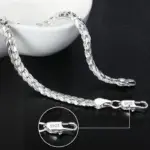 Pulsera de cadena sólida cuadrada de Plata de Ley 925 Noble para mujeres y hombres, abalorio, regalo de fiesta, joyería de moda de boda 3