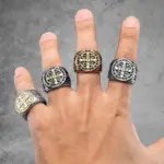 Exorcismo San Benito Cspb Cruz hombres anillos Punk Hip Hop para novio joyería de acero inoxidable regalo creativo al por mayor 2