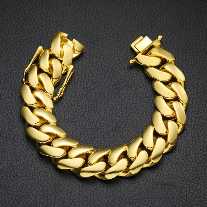 Pulsera de lujo para hombre, oro puro 24K 9999, oro real, ancho, 10mm, 12mm, 14mm, cadena cubana brillante, hebilla de mariposa 1