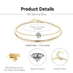 Pulsera de moissanita de 6,5mm para mujer, brazalete ajustable de doble cadena de Plata de Ley 925, joyería 2