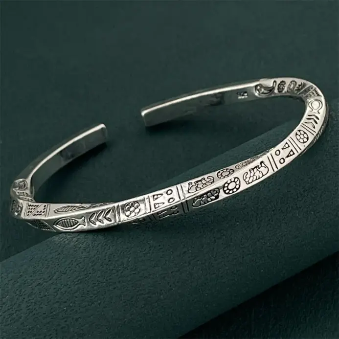 🌿 Brazalete "Nature's Totem" – Plata de Ley .925 Abierta 2
