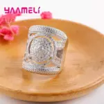 Exquisitos anillos de plata de ley 925 a la moda, diseño hueco, anillos anchos geniales para mujer y niña, regalo sorpresa para cita 6
