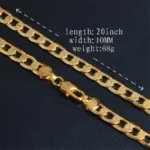 Collar de cadena de oro grueso para hombre, joyería de moda, 18 K, 4/6/8/10MM, 50cm, 20 pulgadas, venta al por mayor 2