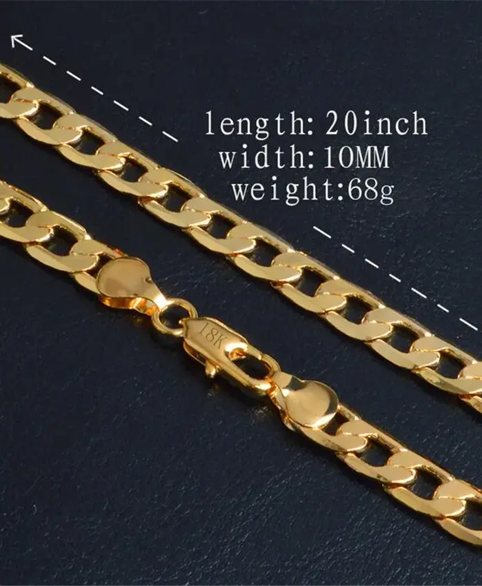 Collar de cadena de oro grueso para hombre, joyería de moda, 18 K, 4/6/8/10MM, 50cm, 20 pulgadas, venta al por mayor 2