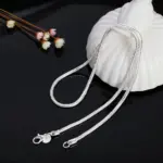 40-75 cm Plata de Ley 925 1 MM/2 MM/3 MM collar de cadena de serpiente sólida para hombres mujeres joyería de moda para colgante envío gratis 4