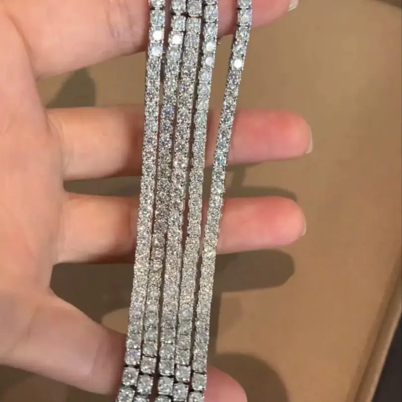 Lujo 2 2,5 3 4 5MM cadena de tenis de moissanita completa pulseras de pareja chapado en oro joyería de plata esterlina 925 regalo certificado GRA 4