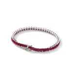 Pulsera de tenis de circón cúbico, cadena rectangular de 4mm de ancho, color blanco, verde, rojo rubí, sólido, Real 925, 3x3mm 4