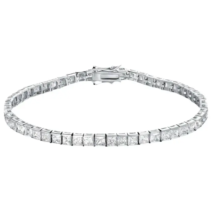 Pulsera de tenis de moda de marca, pulseras de boda de fiesta rellenas de oro blanco con circonita cúbica AAAA de corte princesa para mujeres y hombres, joyería 1