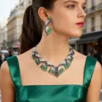 Conjuntos de Joyería de Boda para Mujer, Originales, Nuevos, 4 Piezas, Missvikki, Brillantes, Lujosos, Collar, Brazalete, Aretes, Anillo 1