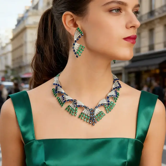 Conjuntos de Joyería de Boda para Mujer, Originales, Nuevos, 4 Piezas, Missvikki, Brillantes, Lujosos, Collar, Brazalete, Aretes, Anillo 1