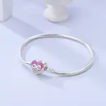 Pulsera Original de Plata de Ley 925, pulsera con dijes de 17-20CM, pulsera de circonia pavimentada con corazón de amor para mujer, regalos de joyería DIY 3