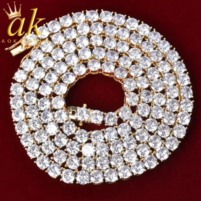 Cadena de tenis para hombre, collar chapado en oro Real, joyería de Hip Hop Rock Street, dijes helados, artículos de envío gratis, Navidad 1