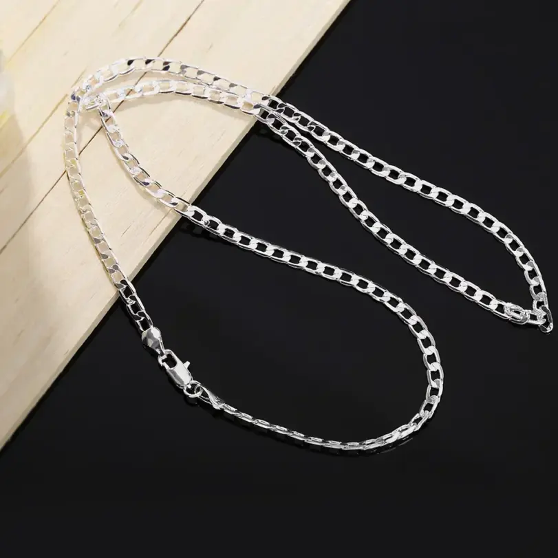 Venta al por mayor, collar de plata de ley 925 para hombre, 2/4/6/8/10/12MM, 40-75cm, cadena con cierre de langosta, joyería de compromiso para hombre y mujer 4