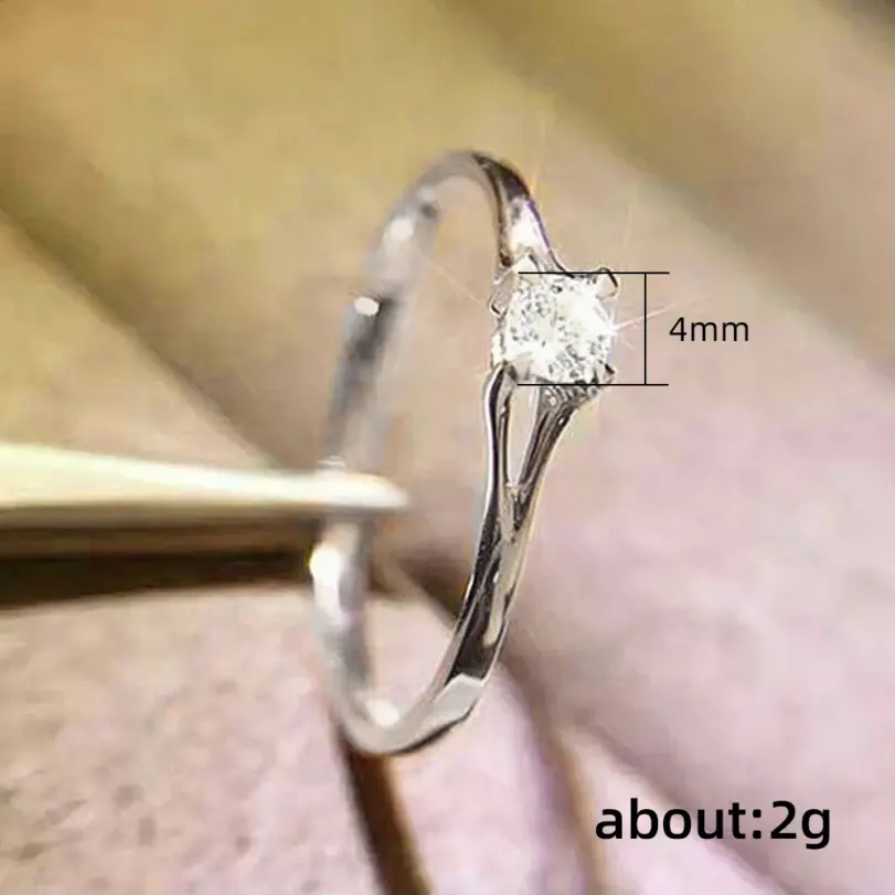 Huitan-anillos de boda minimalistas para mujer, con circonita cúbica de 4MM, accesorio Simple y elegante para dedo femenino, bandas de compromiso, joyería 6