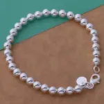 Pulsera de Plata de Ley 925 con Cuentas de 6 mm, Cadena de Alta Calidad para Hombre y Mujer, Joyería de Lujo para Boda, Compromiso, Regalos de Moda para Fiestas 1