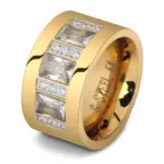 anillos de cristal a la moda para mujer, venta al por mayor, anillos de boda de acero inoxidable de Color oro amarillo para mujer, joyería de fiesta 1